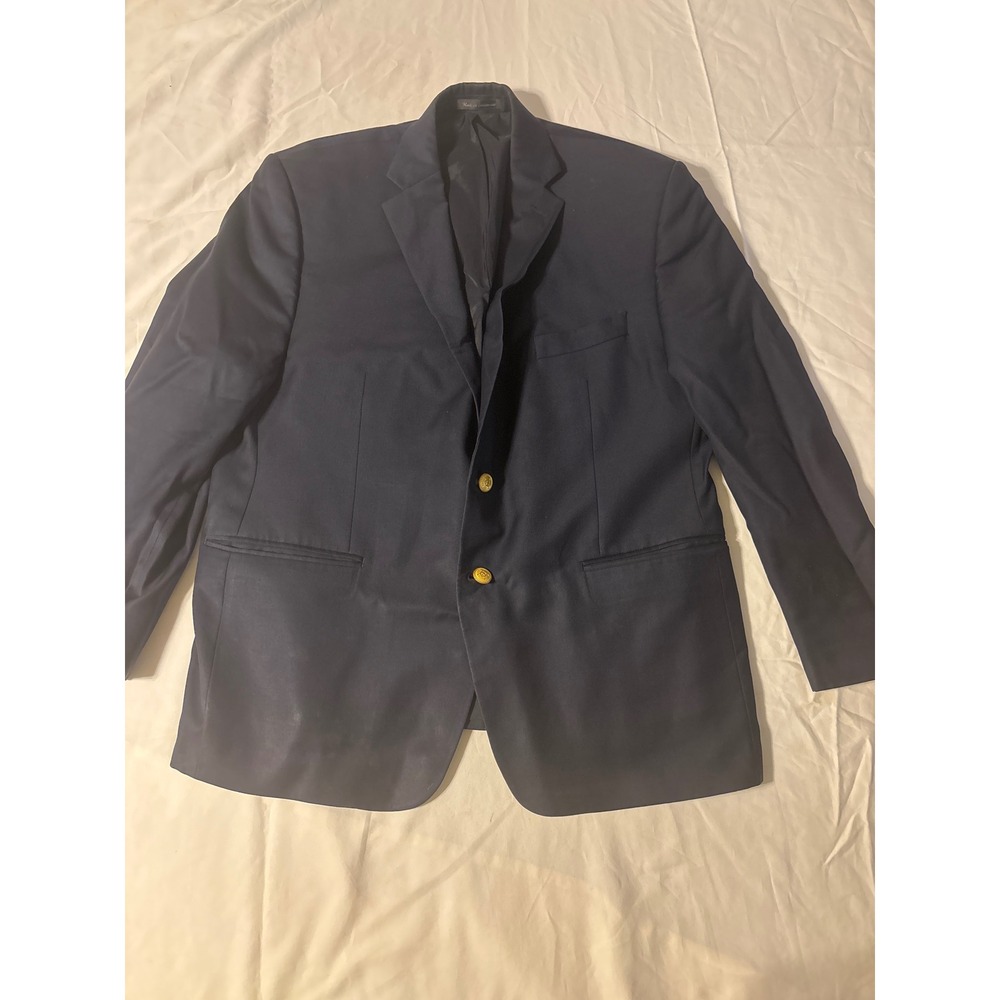 Ralph Lauren Blazer Mens 41R Navy Blue Excellent Gold Crest Buttons Classic